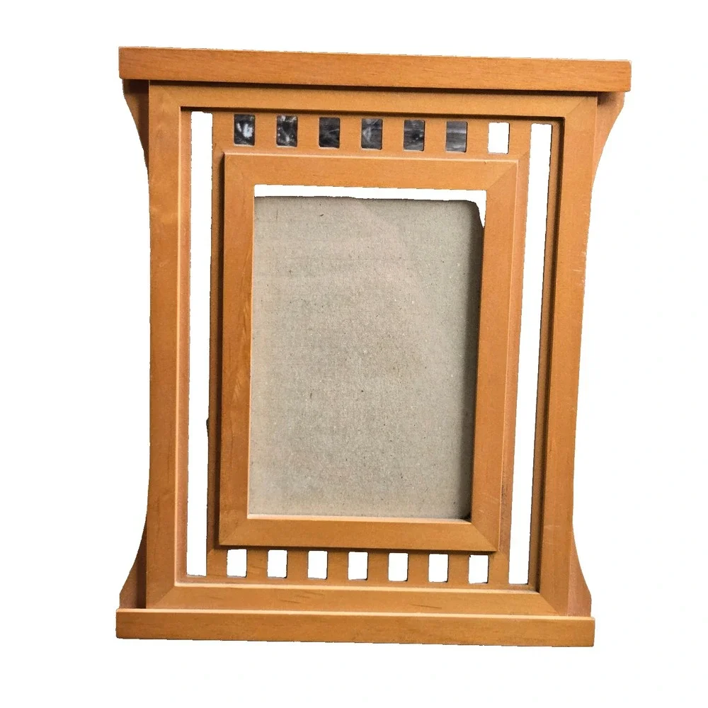 Vintage Mission Style Wood Picture Frame rank Lloyd Wright / Prairie Tabletop